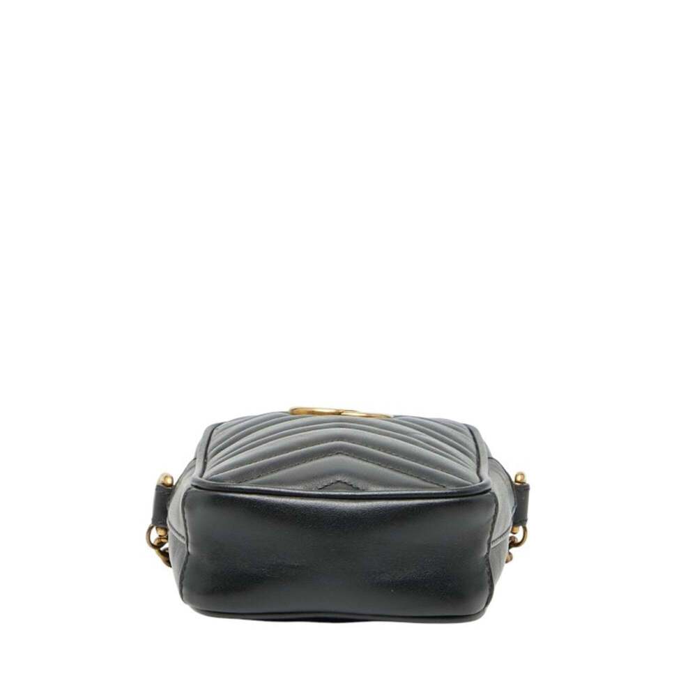 GUCCI Authentic Black Leather GG Marmont Shoulder Bag - Picture 3 of 11
